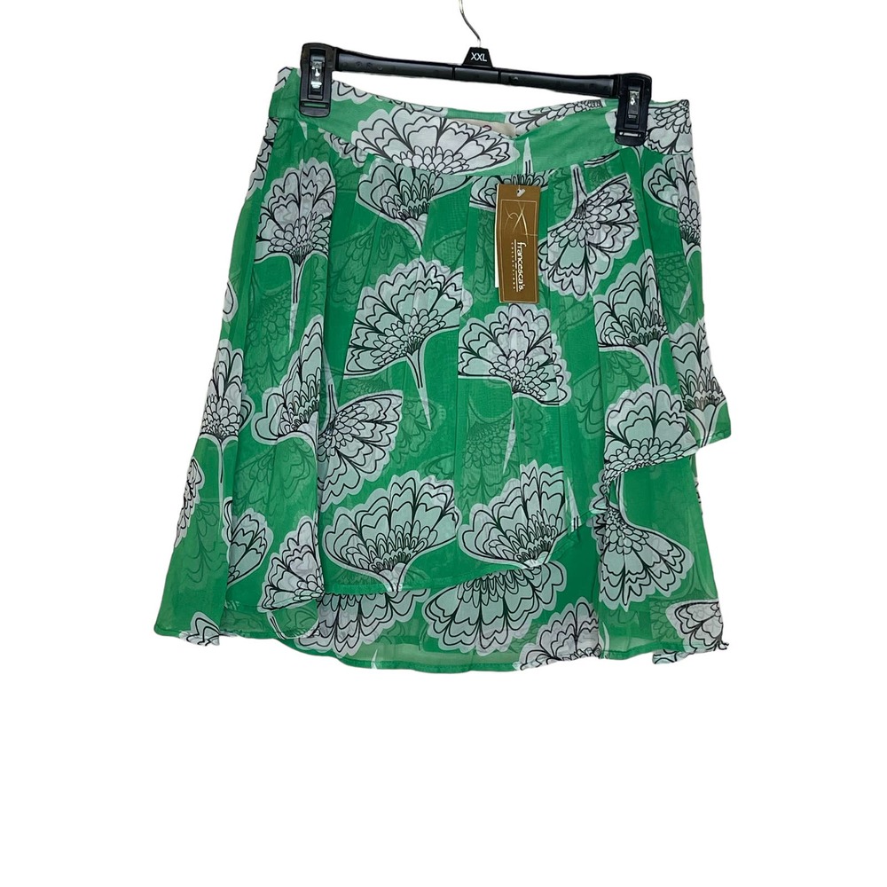 Francescas‎ Women Skirt Emmelee Floral Mini Lined Light Weight Green Medium NWT
